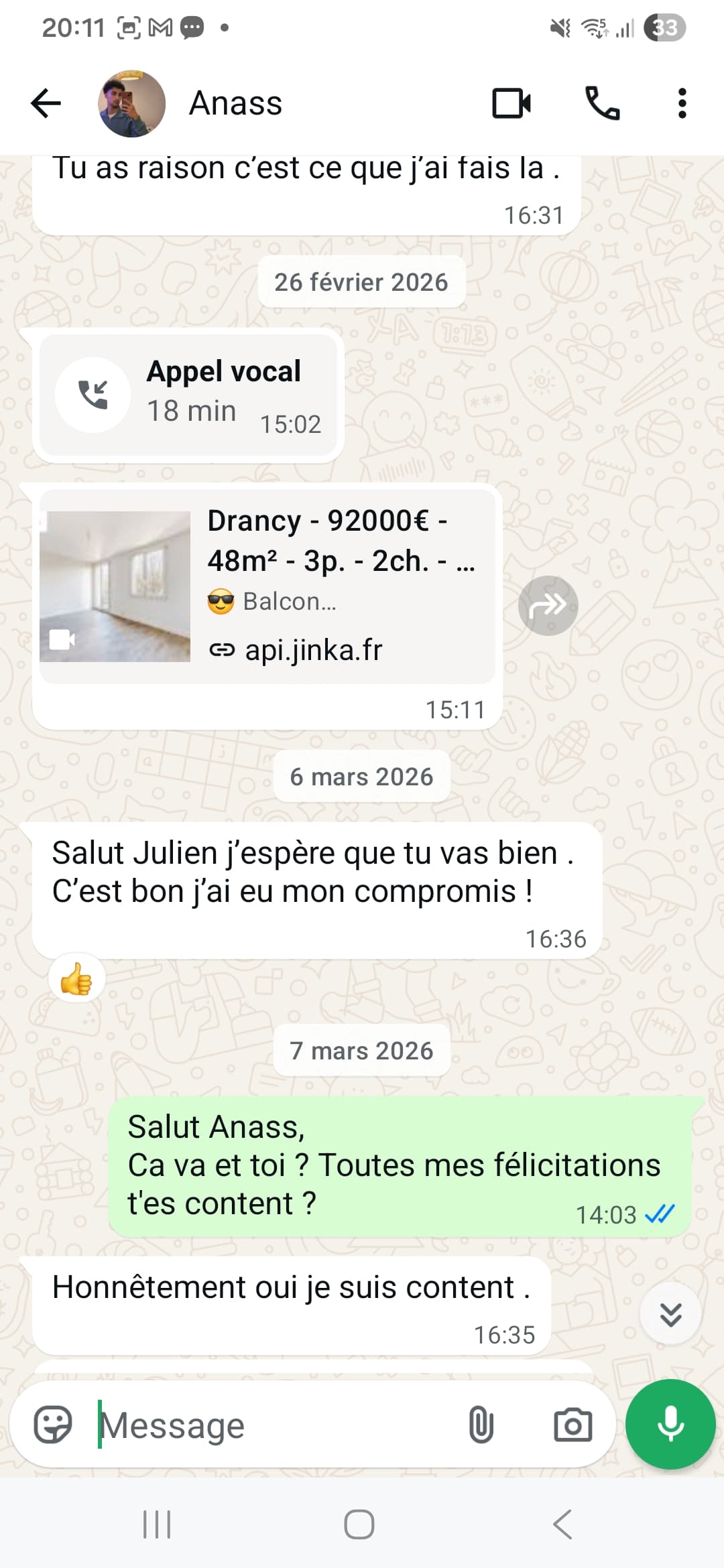 Anass, compromis signé après adjudication